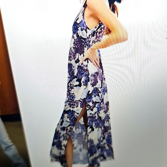 NWT Free People Worth The Wait Floral Maxi Dress Scooped Neckline Dark Night Med - Picture 3 of 14
